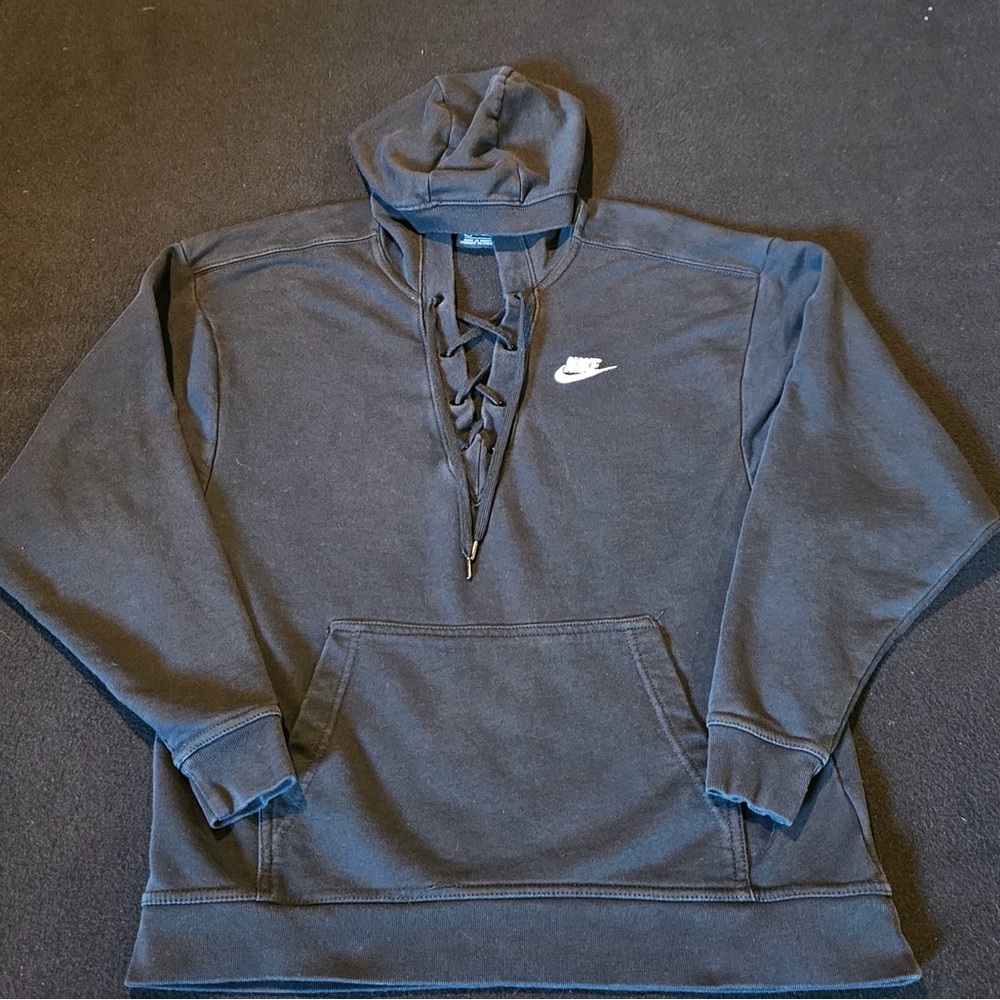 Nike Sportswear BlackClub Hoodie‎ Sweatshirt Pullover Lace-Up Women's XS